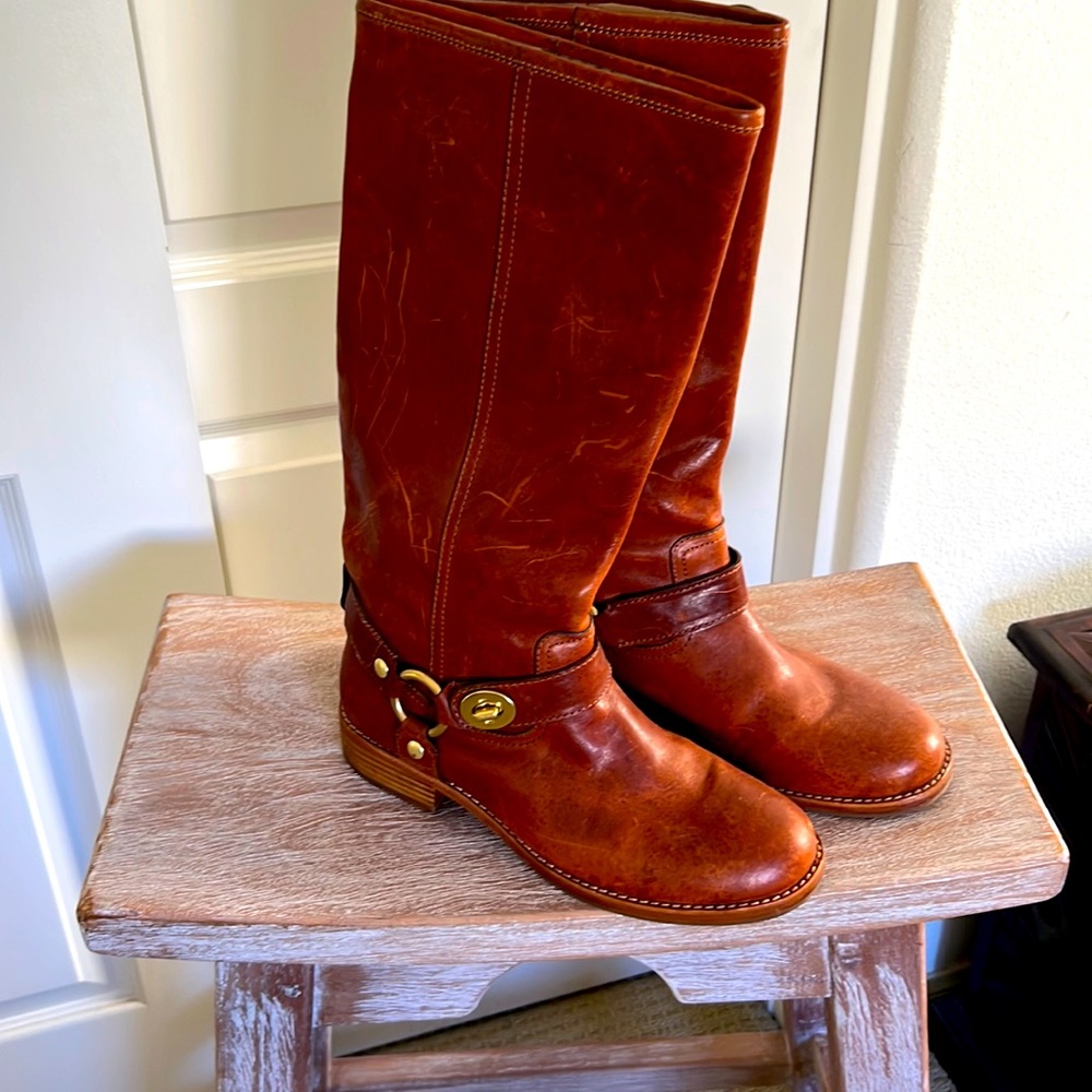 Coach Brown Leather Mid-Calf Riding Boots